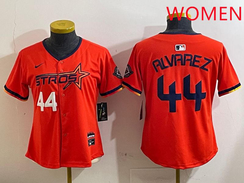 Women Houston Astros #44 Alvarez Orange Three generations Joint Name 2025 Nike MLB Jersey style 4121